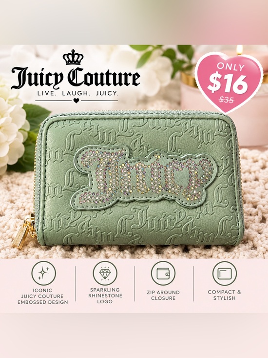 Juicy Couture Handbags - Juicy Couture Mint Green Embossed Wallet